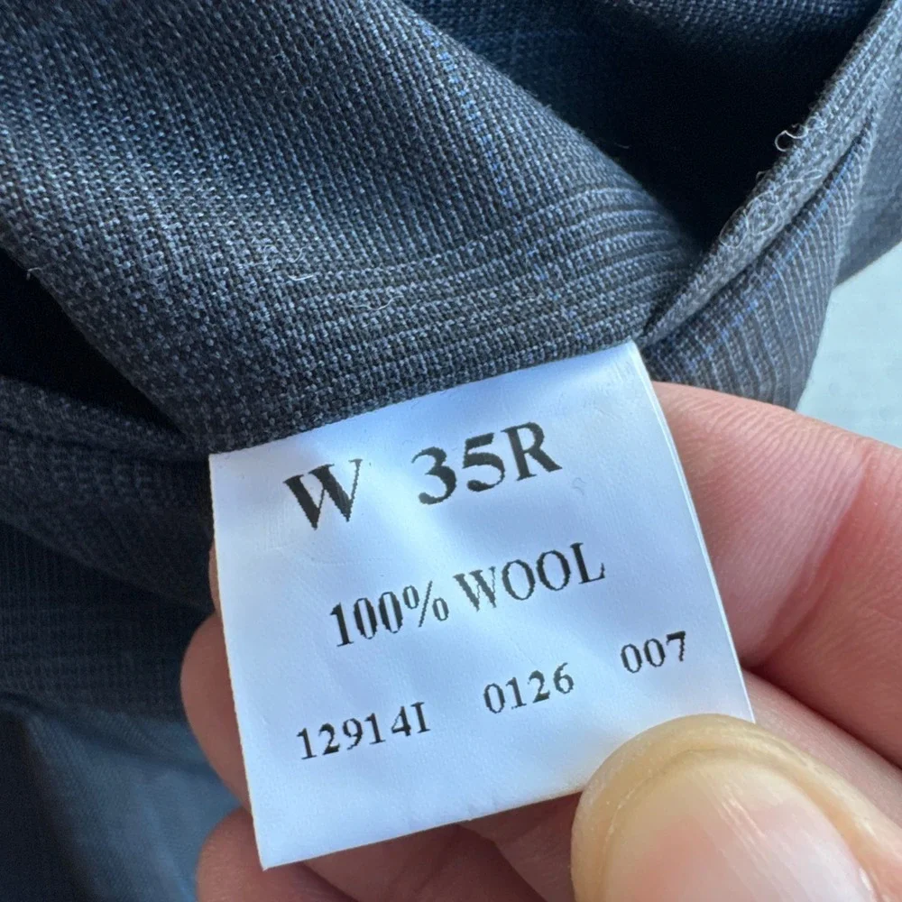 Jos A Bank Suit Mens 43L 34R Grey Glen Plaid Wool 2 Button Pleated Cuffed 2pc